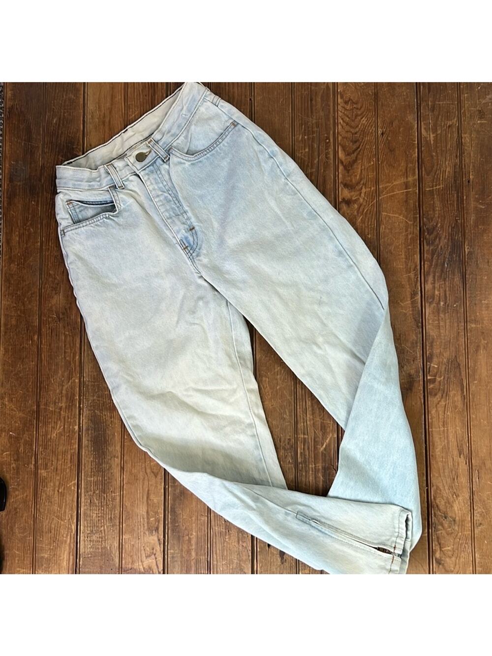 Women’s vintage 1980s jeans baggy Express high rise zip cuff size 5 light wash